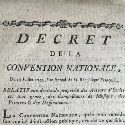 La Convenzione Nazionale legislò sul diritto d'autore nel 1793