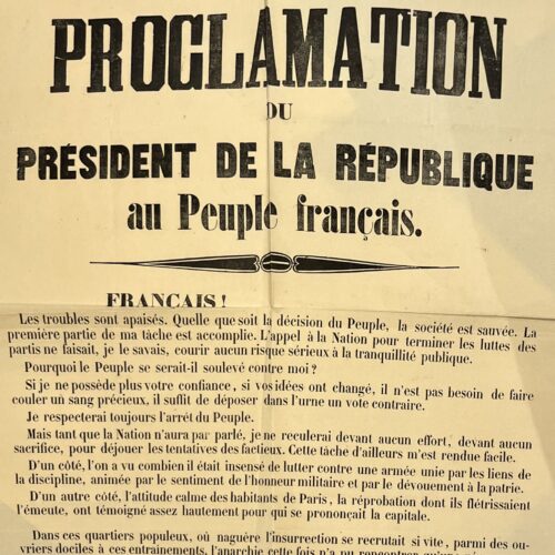 Affiche de la proclamation de Louis Napoléon Bonaparte après le coup d'état du 2 décembre 1851