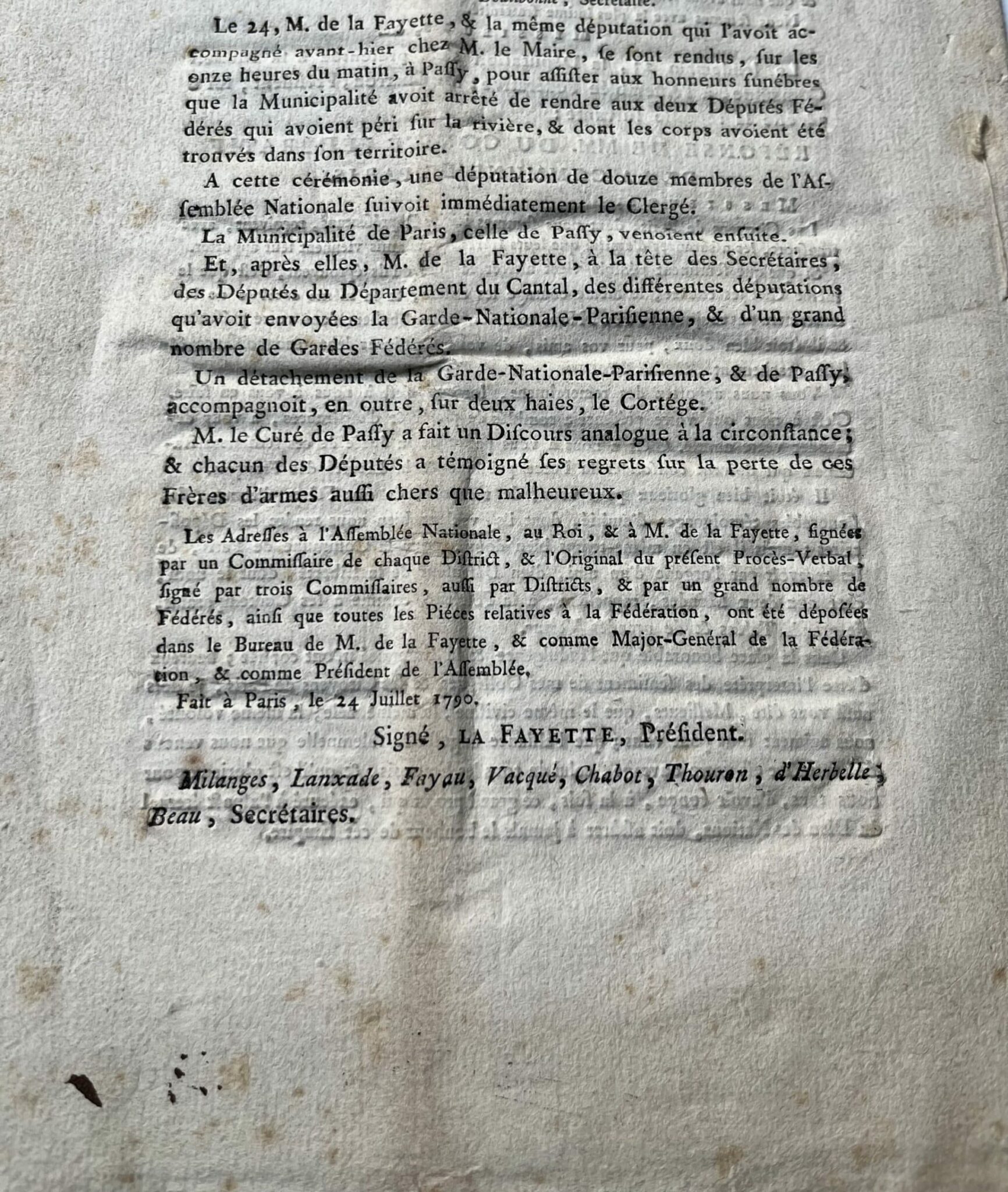 Juillet 1790 : compte-rendu des séances de la Confédération, présidées par Lafayette – vue 4 Juillet 1790 : compte-rendu des séances de la Confédération, présidées par Lafayette – vue 4