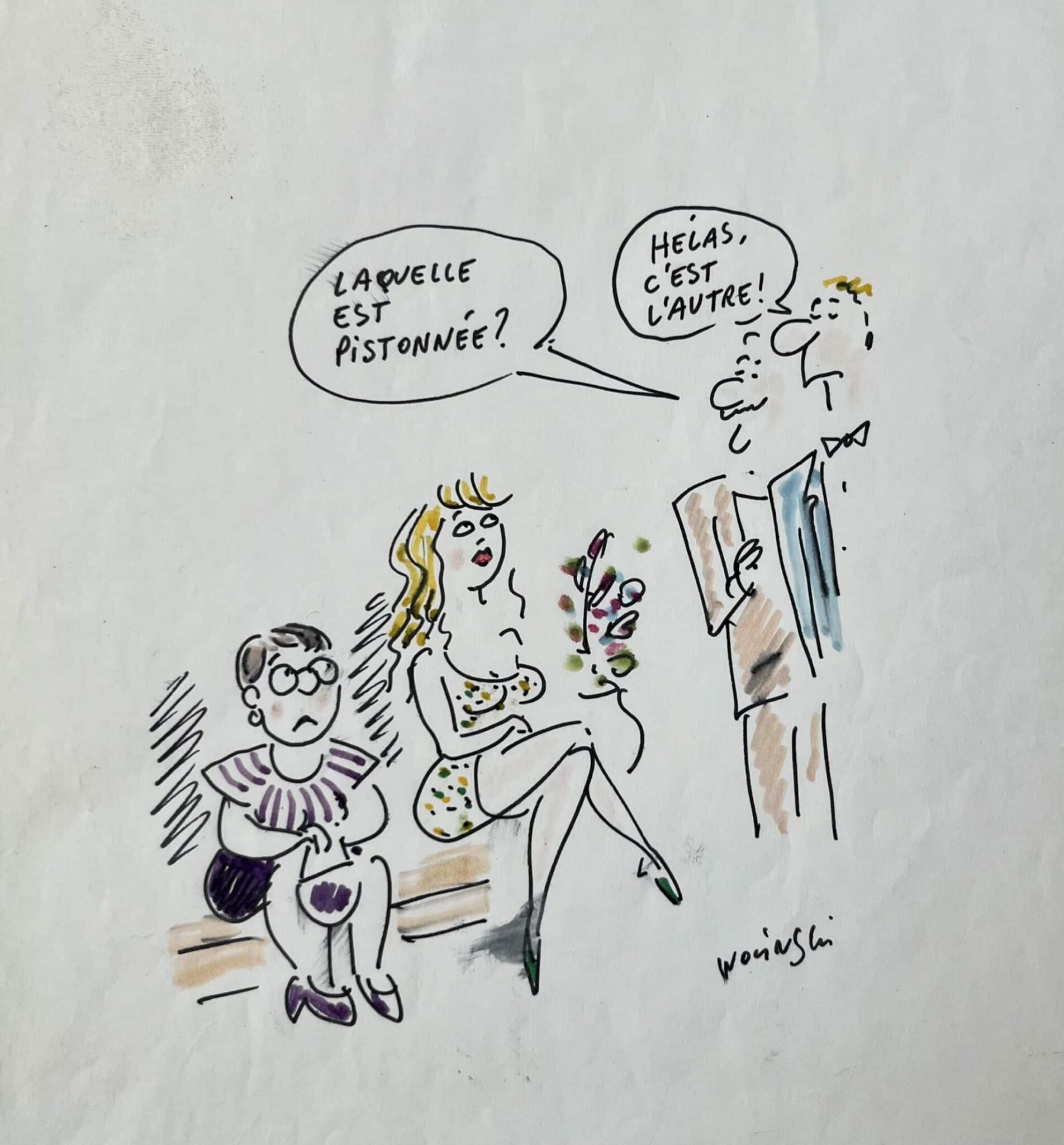 Amusant dessin original de Georges Wolinski pour le Nouvel Observateur