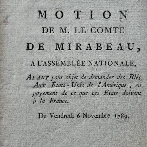 Mirabeau demande du blé aux États-Unis de l'Amérique en échange de leur dette