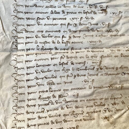 Très important rôle des dépenses faites à l'hôtel du comte de Blois, à Paris, de 1364 à 1366
