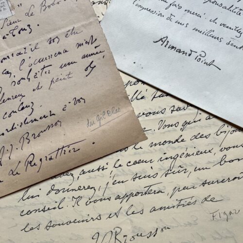 Trois courriers adressés au conservateur du Palais Galliera, Henri Clouzot