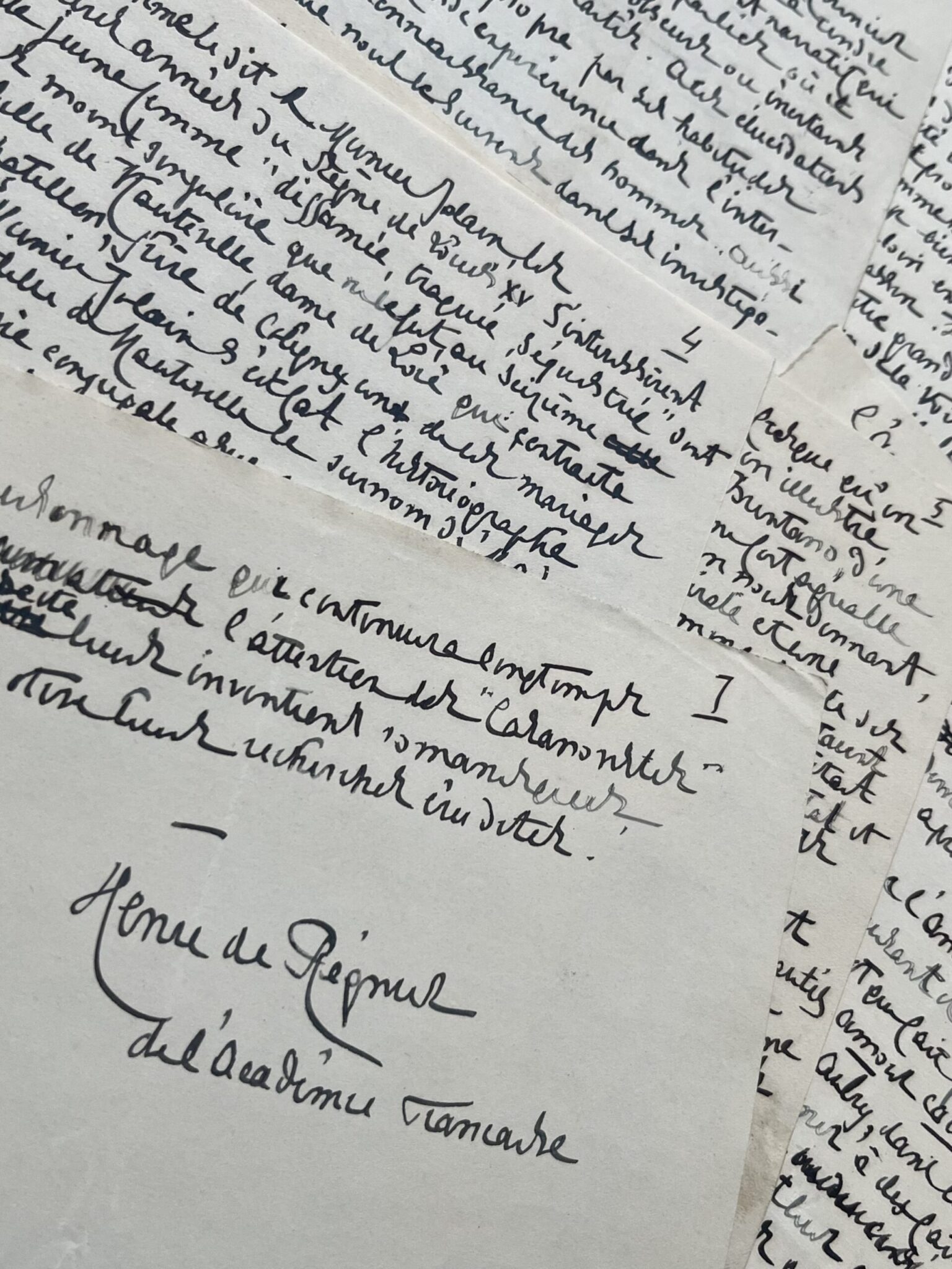 Manuscrit d’une chronique de « La Vie Littéraire » d’Henri de Régnier