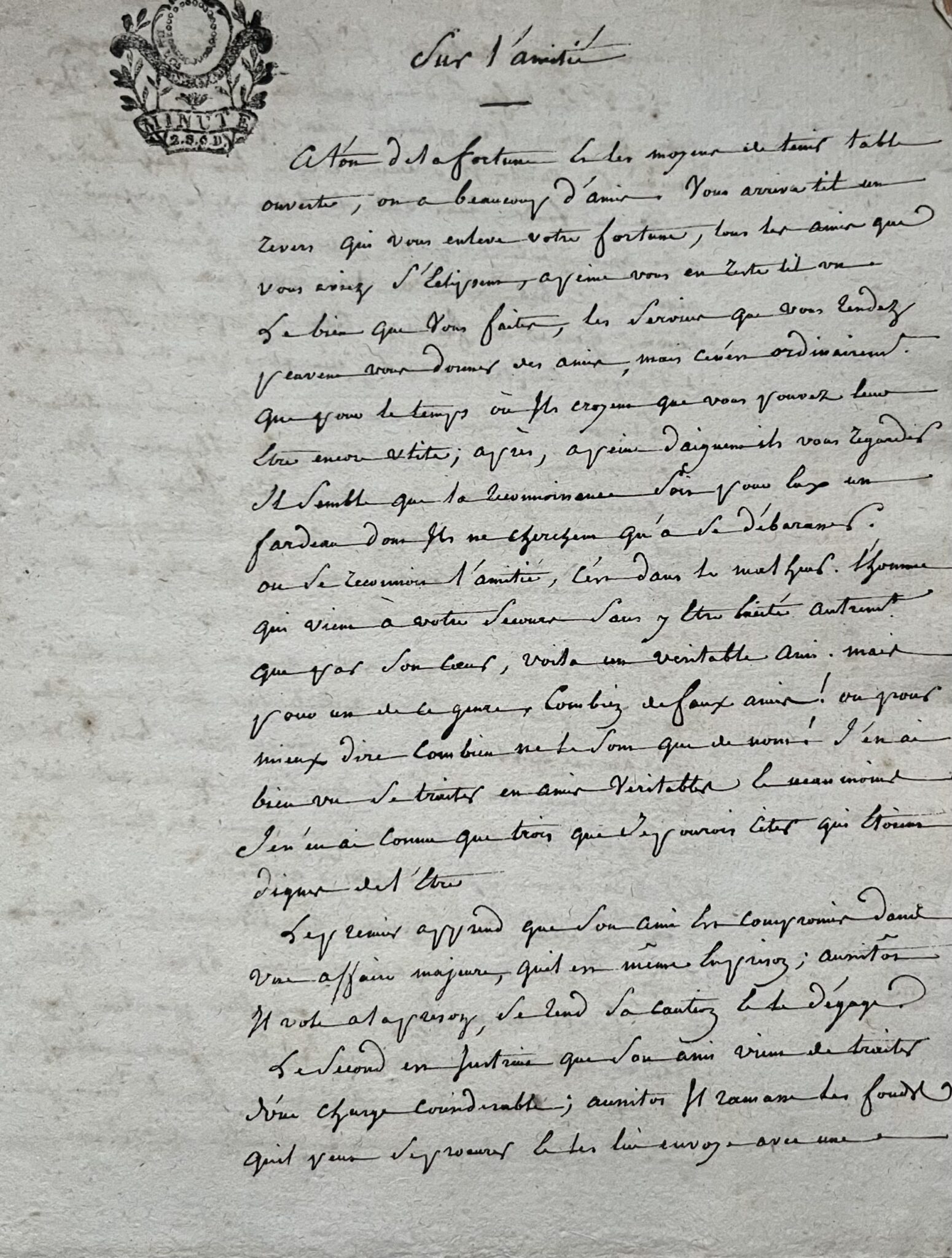 Amères réflexions sur une amitié trahie – vue 2 Amères réflexions sur une amitié trahie – vue 2