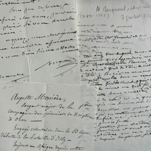 Ensemble de deux lettres du physicien Antoine Becquerel
