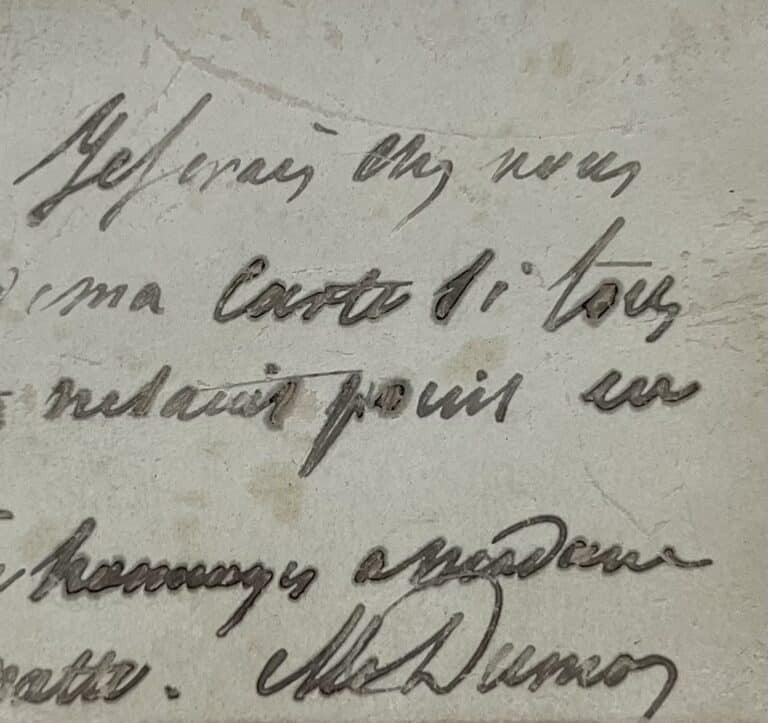 Sur sa carte de visite, Alexandre Dumas prévient que des effets sont bloqués en douane