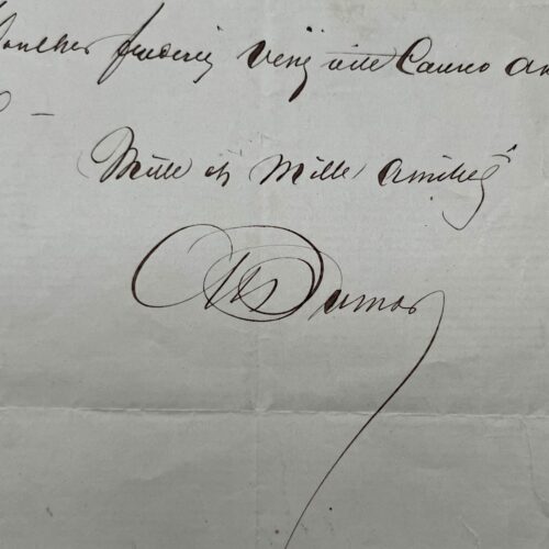 Charmant billet d'Alexandre Dumas père : "venez vite causer avec moi"