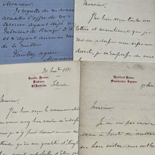 Ensemble de 4 lettres du collectionneur Sir Richard Wallace