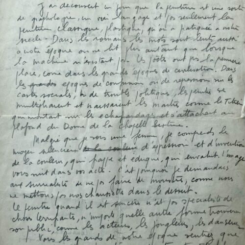 Manuscrit d'un "manifeste" sur l'art de Consuelo de Saint-Exupéry