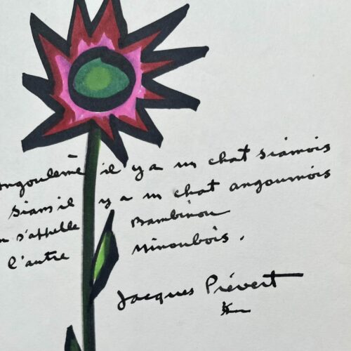 Superbe dessin avec poème de Jacques Prévert