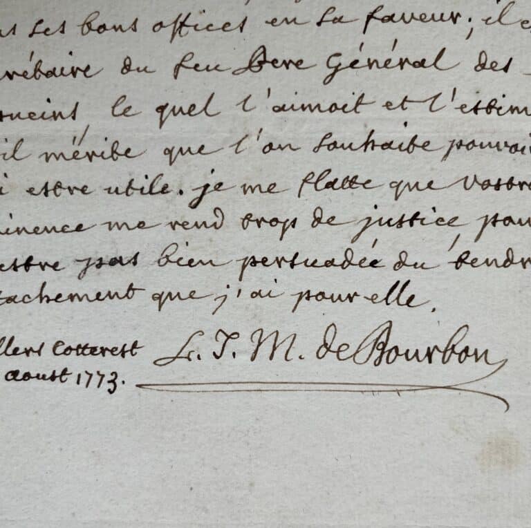 Lettre du duc de Penthièvre au cardinal de Bernis