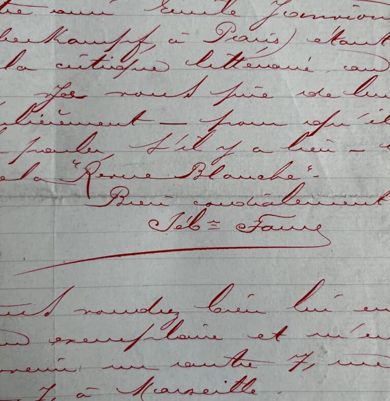 Lettre du militant anarchiste Sébastien Faure, à l&rsquo;en-tête du Libertaire, adressée à Félix Fénéon