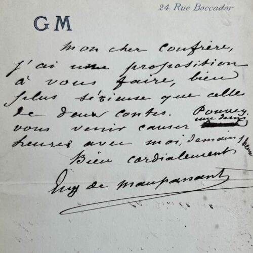 Guy de Maupassant vuole fare una proposta "ben più seria di quella di due racconti brevi"