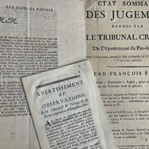 Ein Set aus drei Drucken aus dem 18. Jahrhundert mit Bezug zu Pas-de-Calais