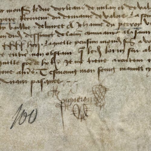 Jehan Vigneron, Verwalter des Valois-Anwesens, sammelte 1461 60 Livres Tournois für Jehanne de Perroy