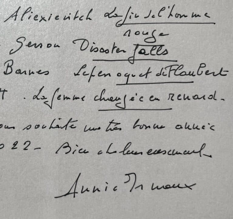 Annie Ernaux donne ses conseils de lecture : Jack London, Buzzati, Alexievitch, Gerson, Barnes…