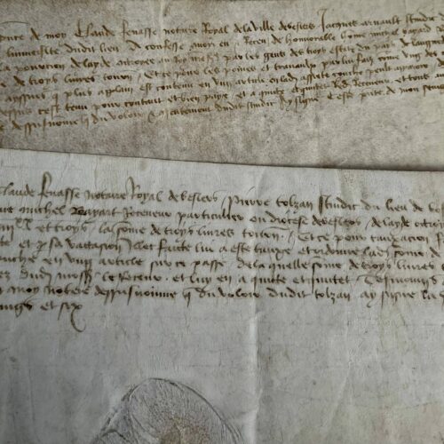 Zwei Quittungen für Ausgaben, die im Mai 1483 auf den Gütern des Languedoc in Montpellier angefallen sind