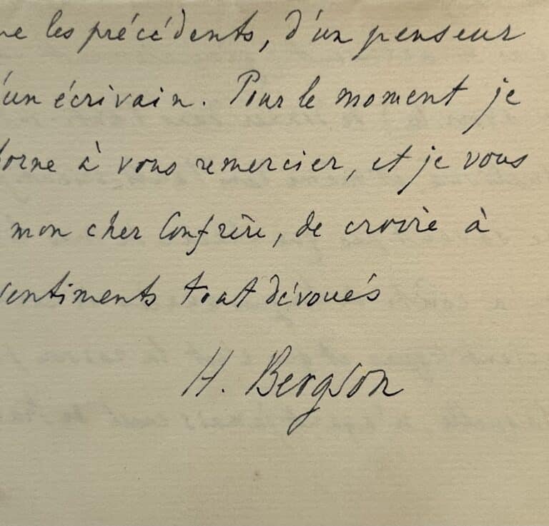 Henry Bergson très honoré d&rsquo;être le dédicataire d&rsquo;un ouvrage sur la folie