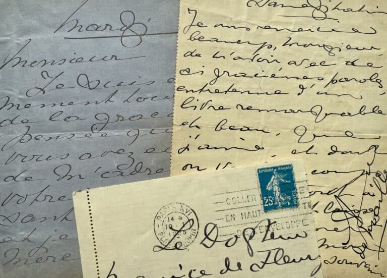 3 lettres de remerciements d&rsquo;Anna de Noailles après l&rsquo;envoi d&rsquo;ouvrages