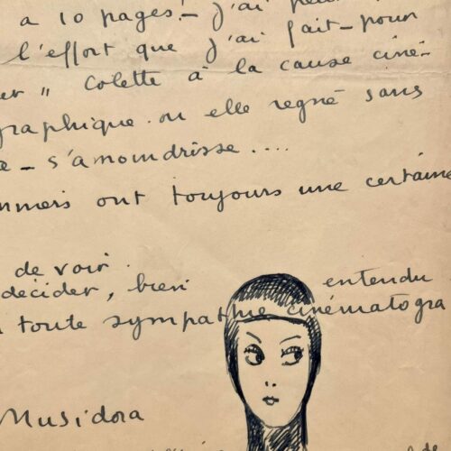 Musidora rallie "Colette à la cause cinématographique" et dessine son autoportrait en Irma Vep