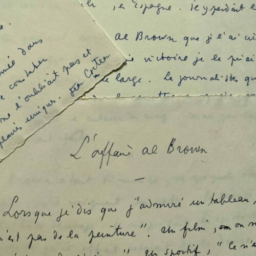 Articolo autografo di Jean Cocteau sul suo amante, il pugile Panama Al Brown