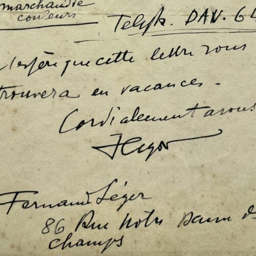 Fernand Léger remet deux tableaux à son ami le peintre brésilien Carlos Scliar