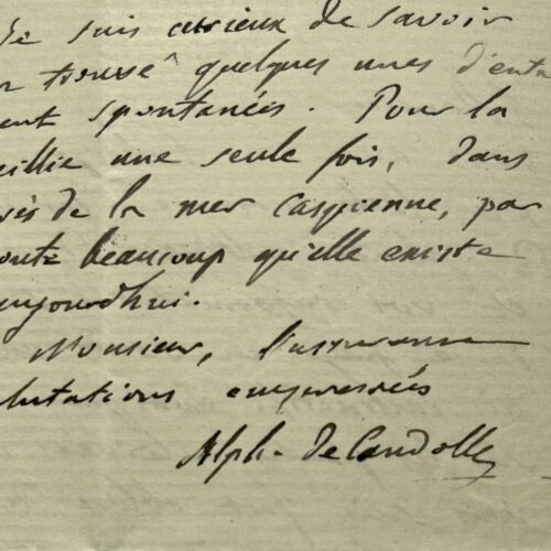 Intéressante lettre du botaniste Alphonse de Candolle au sujet de la flore du Turkestan