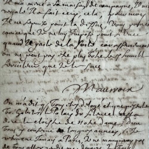 Zeldzame brief van François de Maucroix aan Boileau met citaten uit La Fontaine en Racine