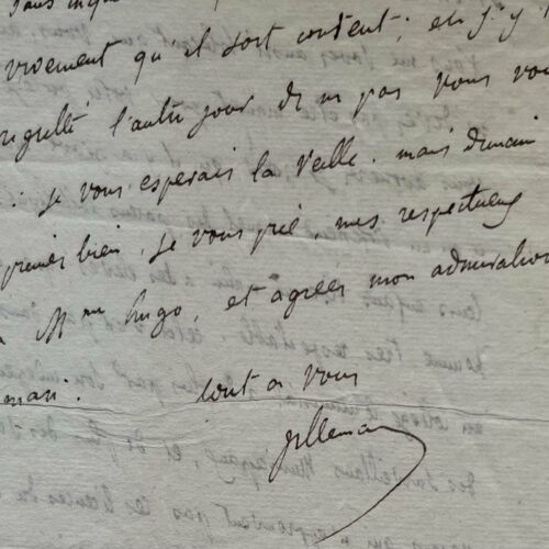 Lettre d'Abel-François Villemain à Victor Hugo