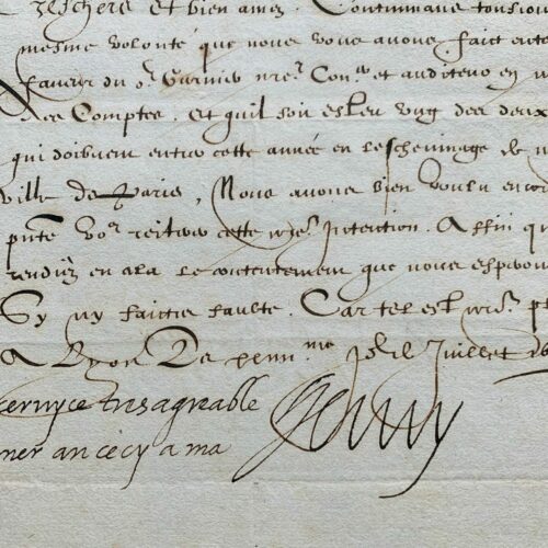 Lettera di Enrico IV che nomina un nuovo assessore della città di Parigi