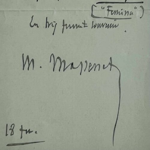 Jules Massenet envía una suscripción para la revista "Fémina"