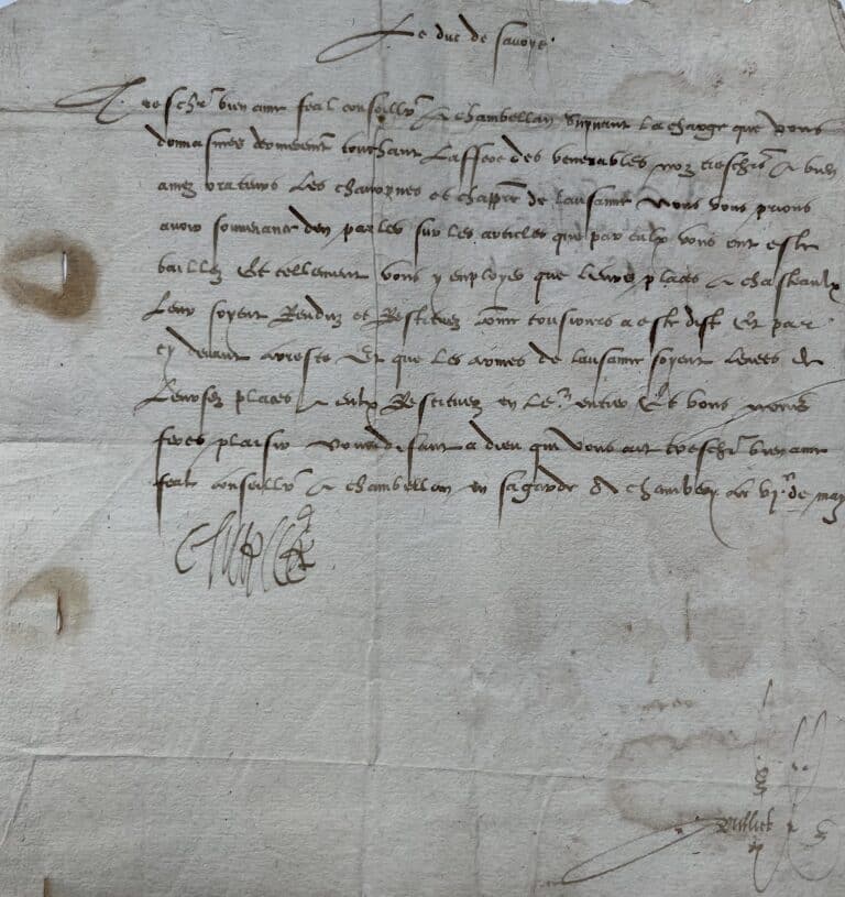 Charles II de Savoie ordonne la restitution des places et châteaux des chanoines de Lausanne