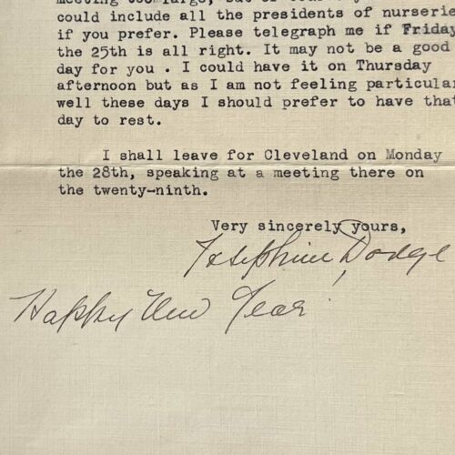 L'attivista americana Josephine Jewell Dodge sta organizzando un incontro del "Movimento degli asili nido" a Chicago
