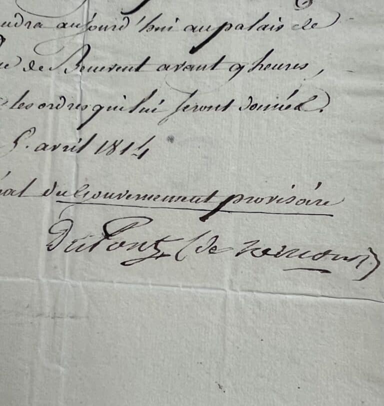 Du Pont de Nemours convoque Demersan chez Talleyrand, au lendemain de la déchéance de Napoléon