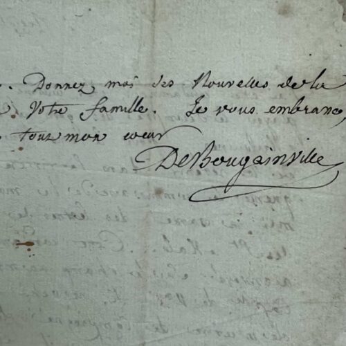 Zeldzame brief van Louis-Antoine de Bougainville over de expeditie naar de Falklandeilanden