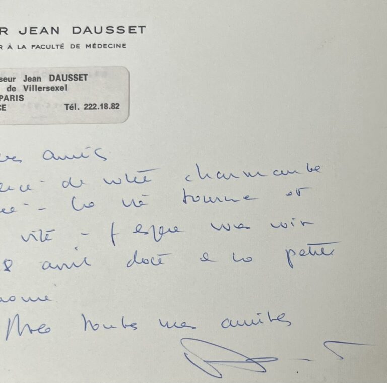 Invitation à « la petite cérémonie » du prix Nobel de médecine Jean Dausset