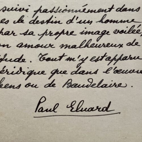 Paul Eluard vergleicht Luc Dietrichs Aufrichtigkeit beim Schreiben mit der von Dickens und Baudelaire