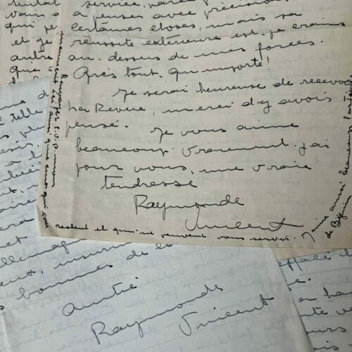Two beautiful letters from the Femina prize-winning writer Raymonde Vincent: "How painful it is sometimes, to write!"