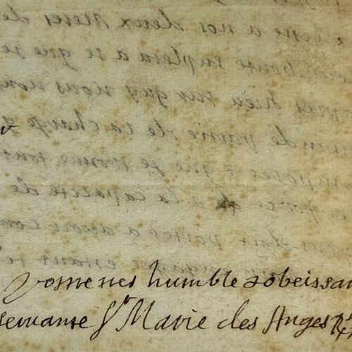 Rara carta de la Madre María de los Ángeles, abadesa de Port-Royal des Champs, a Antoine Le Maistre