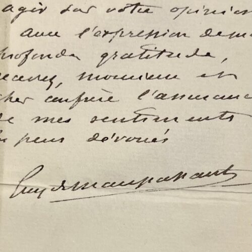 Guy de Maupassant flattered by a glowing review published in La Figaro