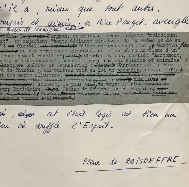 Manuscrit d&rsquo;un entretien co-écrit par Pierre de Boisdeffre et Jean Guitton