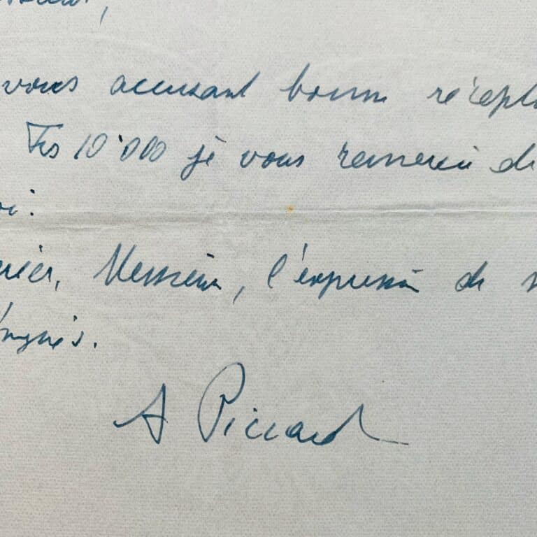 Les remerciements de l&rsquo;océanaute suisse Auguste Piccard pour un article dans Historia