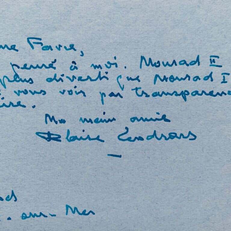 Blaise Cendrars se divertie en lisant Mourad de Lucienne Favre