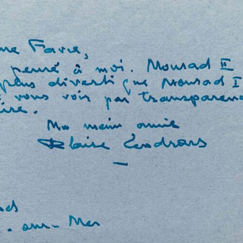 Blaise Cendrars entertains himself by reading Mourad by Lucienne Favre