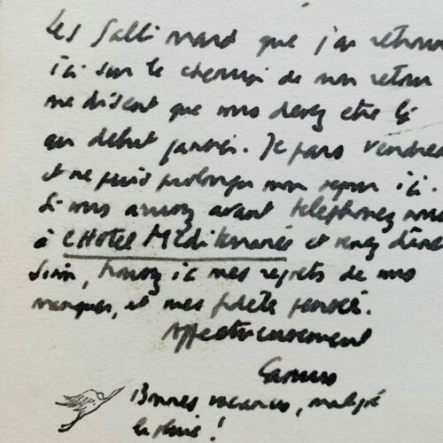 Albert Camus, returning from Algeria, stayed with the Gallimard family in Cannes