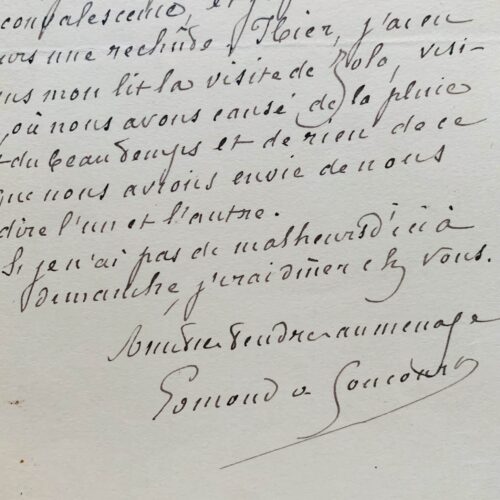 Edmond de Goncourt, ill, receives a visit from Zola