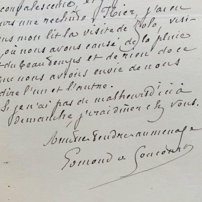 Edmond de Goncourt, malade, reçoit la visite de Zola