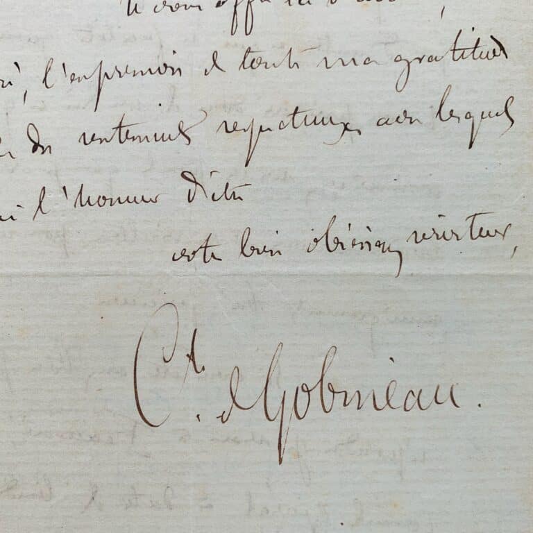 Arthur de Gobineau fait des recherches historiques sur le manoir de Gournay-en-Bray
