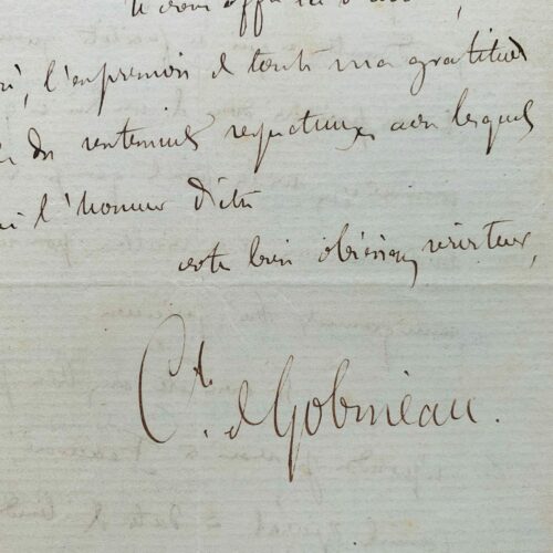 Arthur de Gobineau sta conducendo ricerche storiche sulla tenuta di Gournay-en-Bray